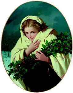 Madchen Mit Einem Bundel Ilex In Winterlandschaft by Enrico Fanfani