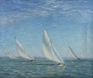 Yachts Approaching A Windwardmark, Close-hauled by Alice Maud Fanner