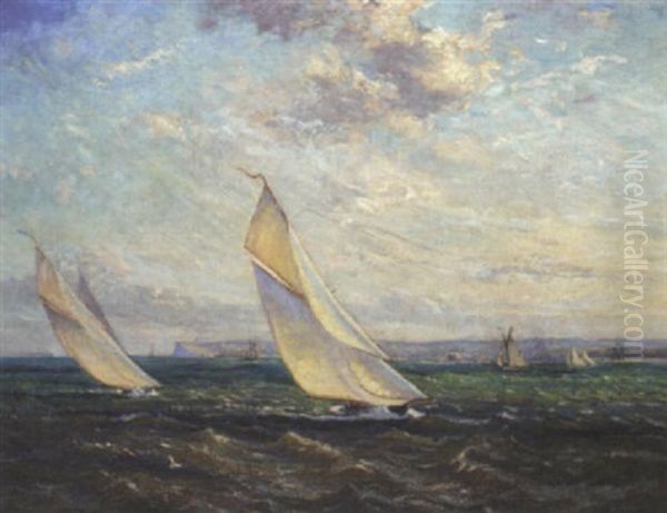 Yachts Racing In A Stiff Breeze - view 1