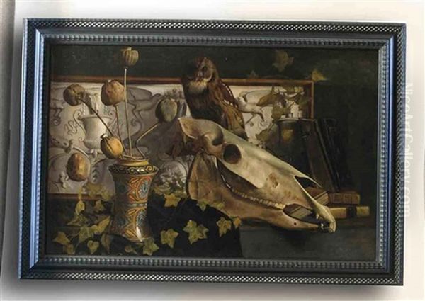 A Still Life With An Owl And A Scull - view 1