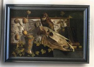 A Still Life With An Owl And A Scull