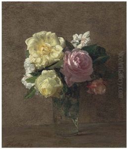 Roses Dans Un Verre Droit by Henri Fantin-Latour