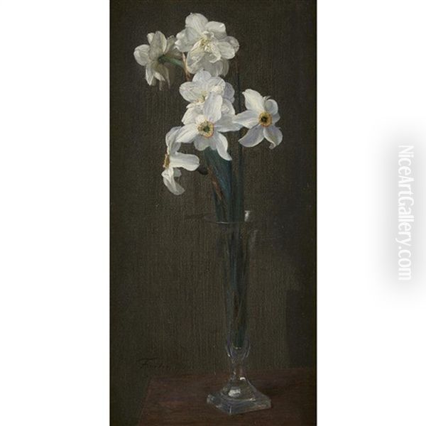 Narcisses Simples Et Doubles Dans Un Verre Long - view 1