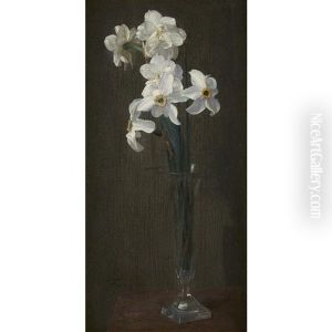 Narcisses Simples Et Doubles Dans Un Verre Long by Henri Fantin-Latour