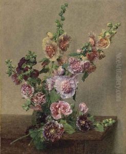 Roses Tremieres by Henri Fantin-Latour