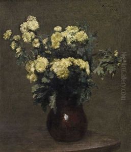 Crysanthemums In A Earthen Vase by Henri Fantin-Latour