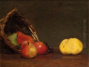 A Still Life Of Fruit And A Basket by Henri Fantin-Latour