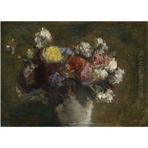 Fleurs Dans Un Pot De Porcelaine Blanche