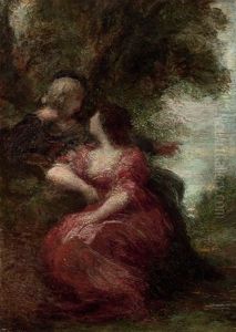 Troubadour Et Sa Dame by Henri Fantin-Latour