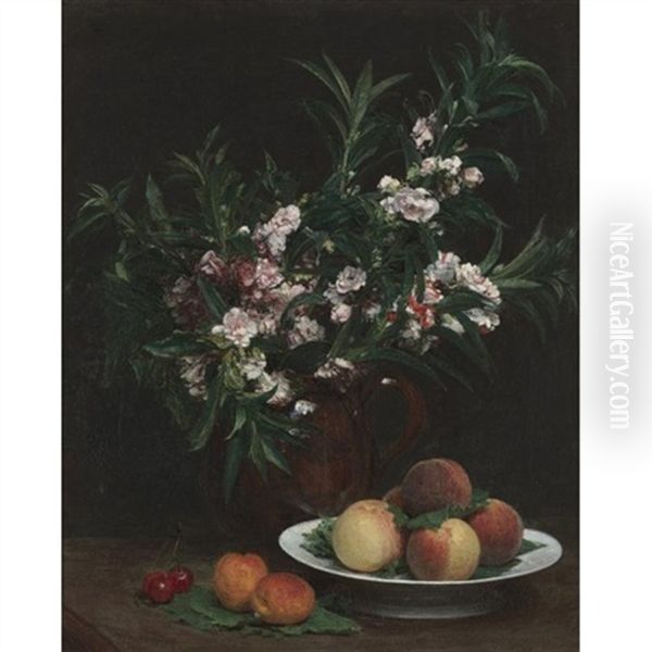 Nature Morte (balsamines, Peches Et Abricots) - view 1