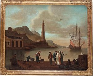 Southern Port With Figures by Johan N. Asplind