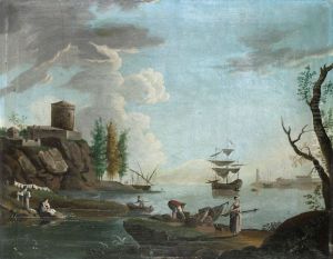 Hamnbild Med Batar Och Figurer by Johan N. Asplind