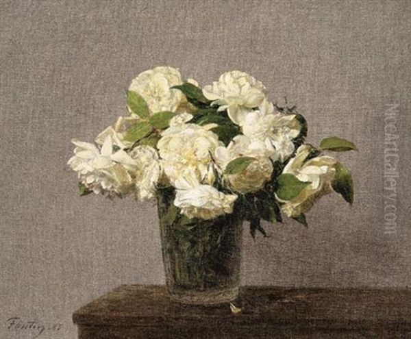 Roses Blanches Dans Un Vase - view 1