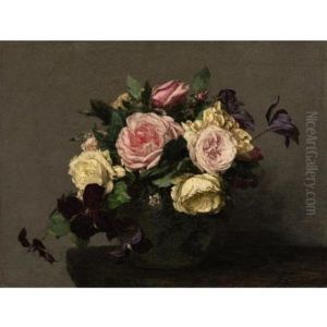 Roses Et Clematites by Henri Fantin-Latour