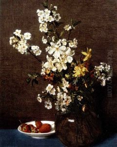 Vase De Fleurs Avec Un Plat De Fraises by Henri Fantin-Latour