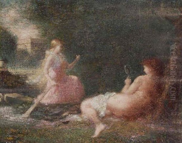 Two Nymphs By A Lake - view 1