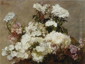 White Phlox, Summer Chrysanthemum And Larkspur by Henri Fantin-Latour
