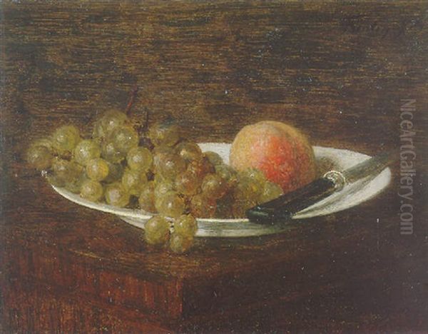 Nature Morte, Peche Et Raisin - view 1