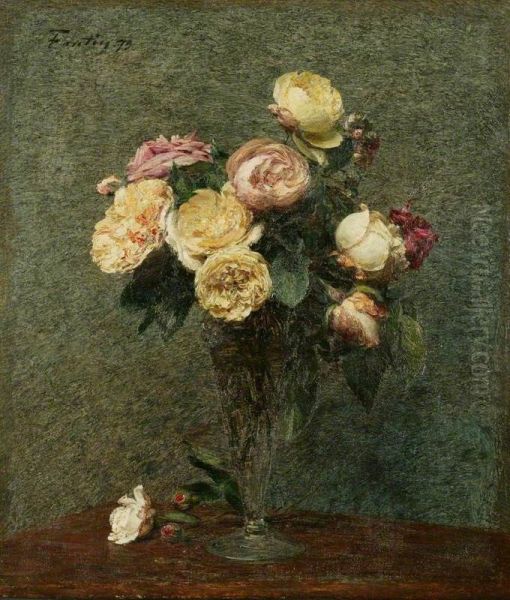 Roses Dans Un Vase De Verre - view 1
