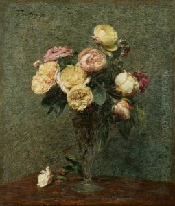 Roses Dans Un Vase De Verre by Henri Fantin-Latour