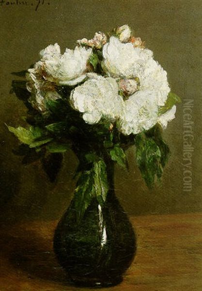 Rose Blanches Dans Un Vase De Verre - view 1