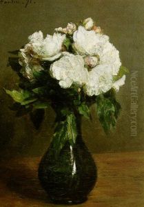 Rose Blanches Dans Un Vase De Verre by Henri Fantin-Latour