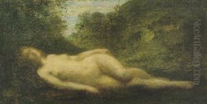 A Reclining Nude In Woodland by Henri Fantin-Latour