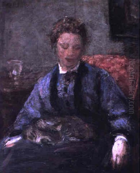 Jeune Fille Au Chat - view 1