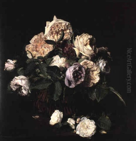 Roses Dans Panier Sur La Table - view 1