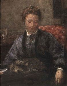 Jeune Femme Au Chat by Henri Fantin-Latour
