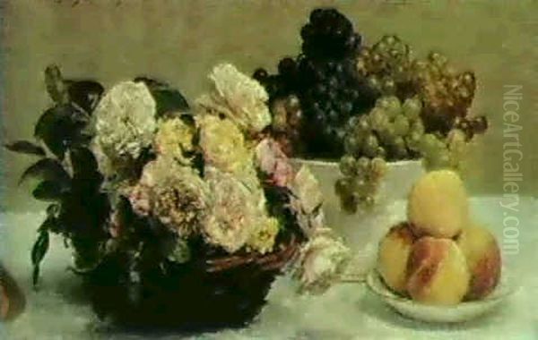 Nature Morte - Roses, Raisins Et Peches - view 1
