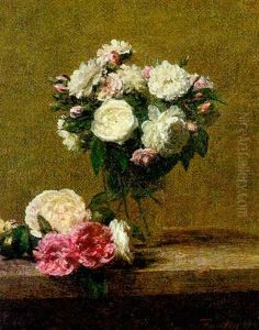 Bouquet De Roses Dans Un Verre by Henri Fantin-Latour