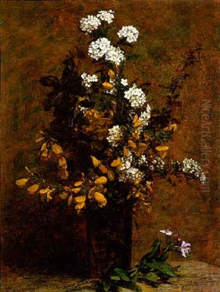 Broom And Other Spring Flowers In A Vase - view 1