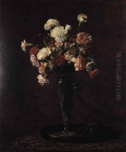 Oeillets Sur Fond Rouge by Henri Fantin-Latour