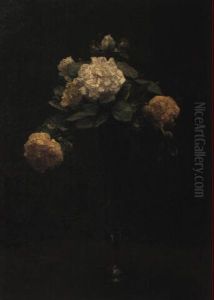 Roses Blanches Et Jaunes Dans Un Vase Haut by Henri Fantin-Latour