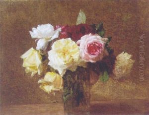 A Bouquet Of Roses In A Glass by Victoria Dubourg