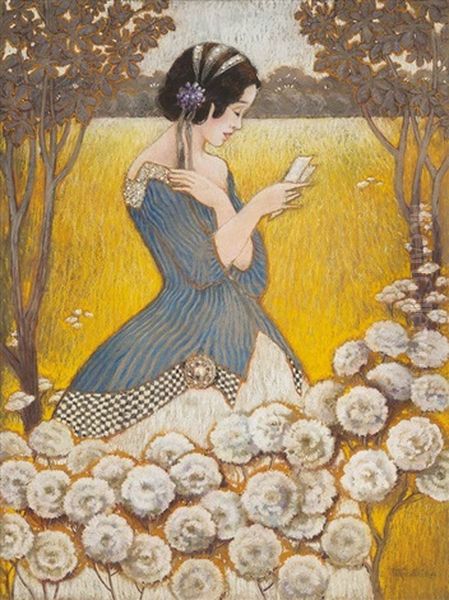 Girl Reading A Letter - view 1