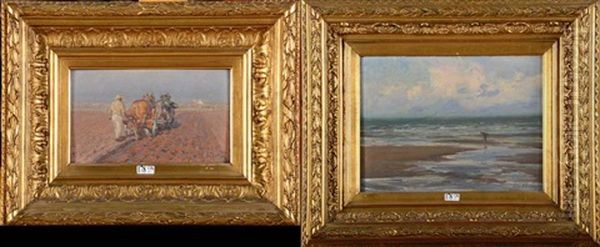 Plage Animee Et Laboureur Aux Champs (2 Works) - view 1