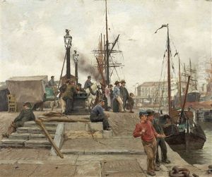 Seeleute Im Antwerpener Hafen by Edgard Farasyn