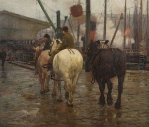 Le Port D'anvers Avec Dockers Et Chevaux De La Hessenatie