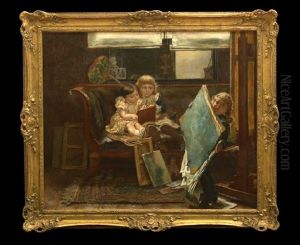 Children Playing In The Artists Studio by Edgard Farasyn