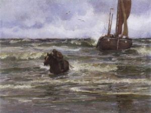 Het Binnenhalen Van De Boot (katwijk) by Edgard Farasyn