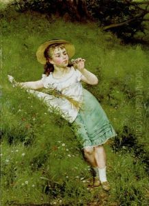 Meisje Met Veldbloemen by Edgard Farasyn