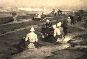 Mending The Fishing Nets by Edgard Farasyn