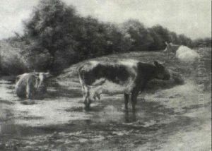 Cows At The River by Edgard Farasyn