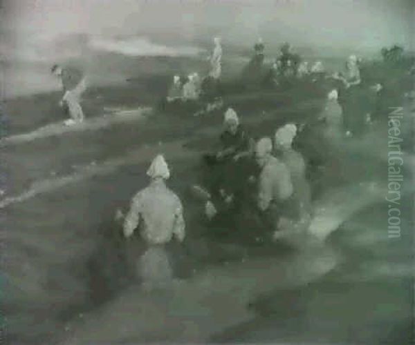 Fisherwomen From Katwijk Mending Nets - view 1