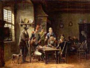 Soldaten In Einer Schanke Beim Kartenspiel by Pierre Jean Jacques Fardon