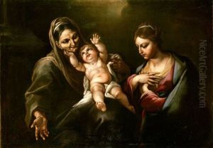 La Vergine, Il Bambino E Sant' Anna by Giacomo Farelli