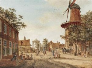 A View Of The Westeinde Towards The Loosduinse Bridge, With The Heeremolen To The Right, The Hague by Jacob Elias La Fargue