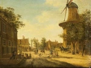 The Hague: A View Of The Westeinde Towards The Loosduinsebrug, With The Heeremolen To The Right by Jacob Elias La Fargue